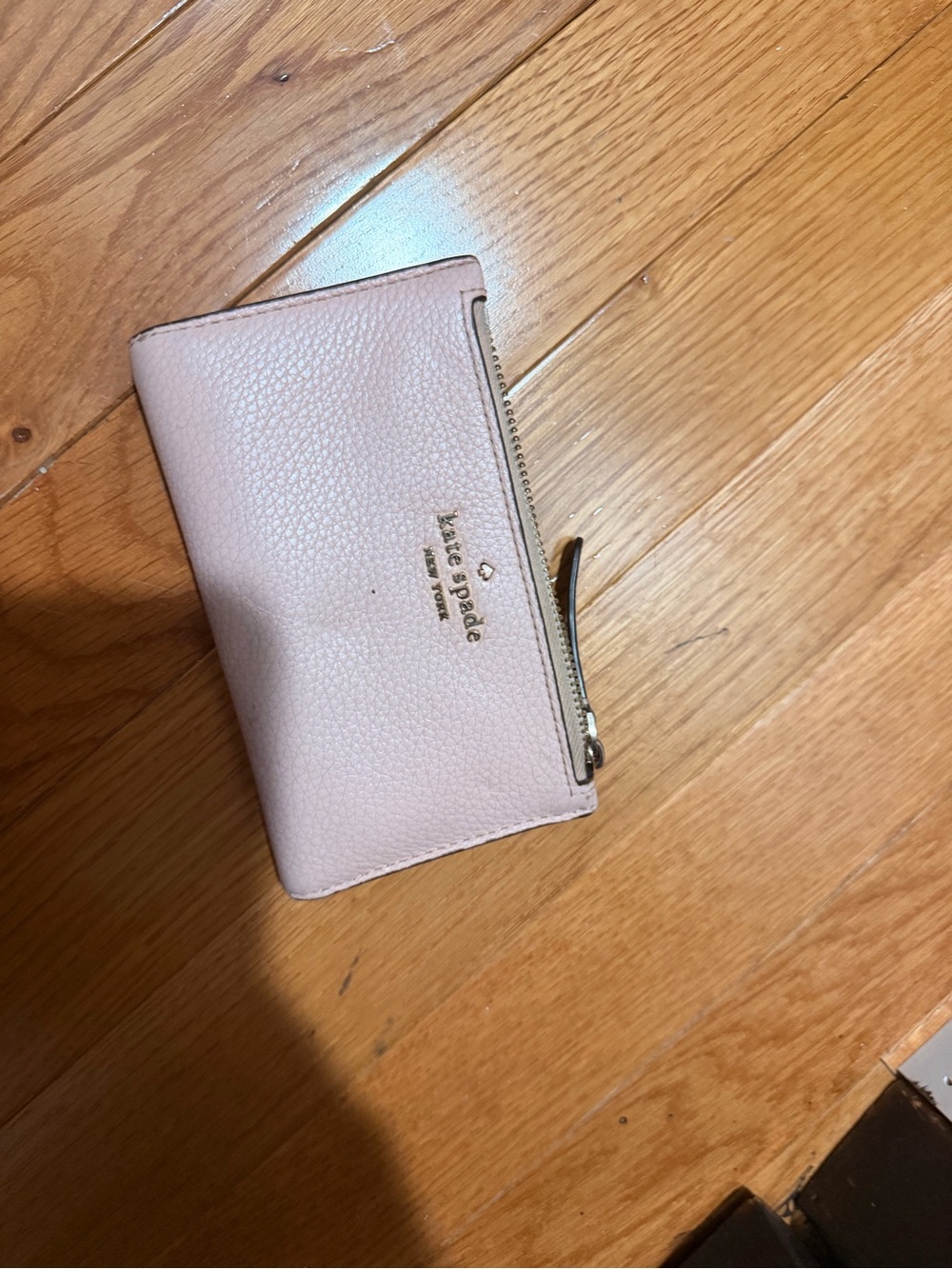 kate spade Pale Blush Pebbled Leather Zip Wallet